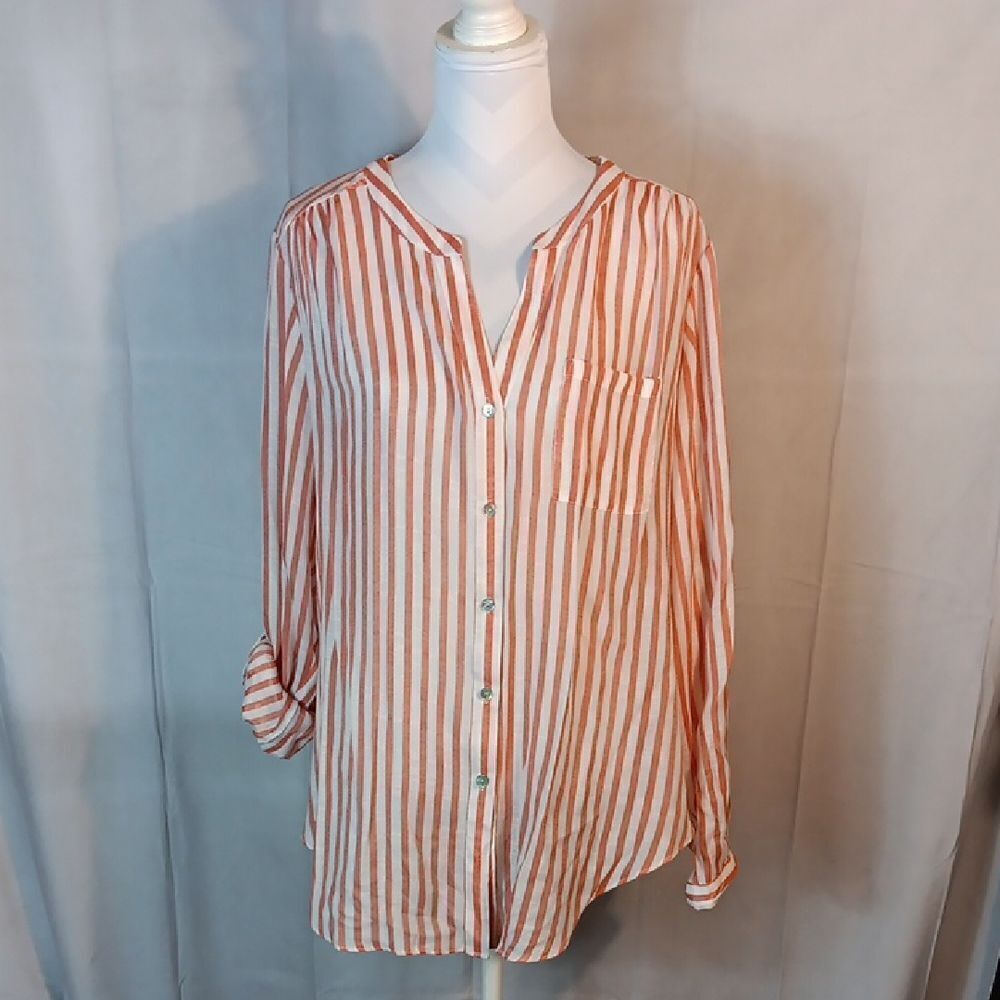 Zac & Rachel Striped Button-Up Blouse